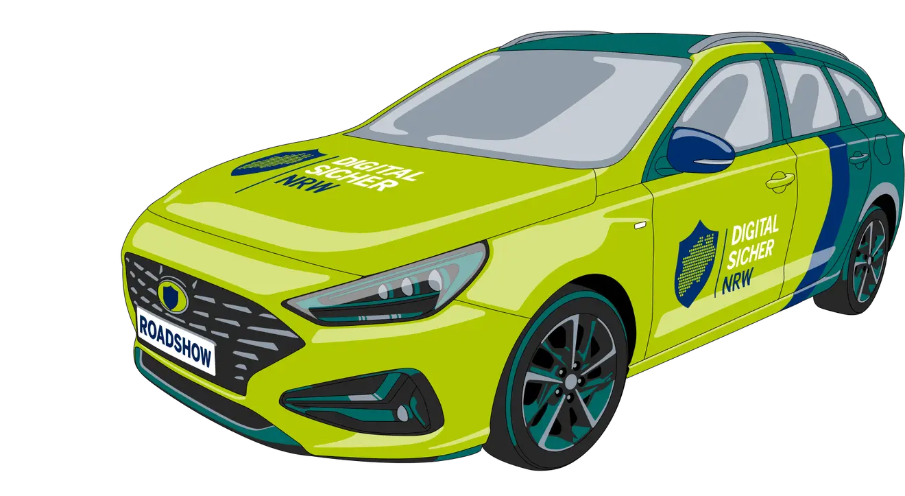 Illustration eines grünen Autos mit der Aufschrift